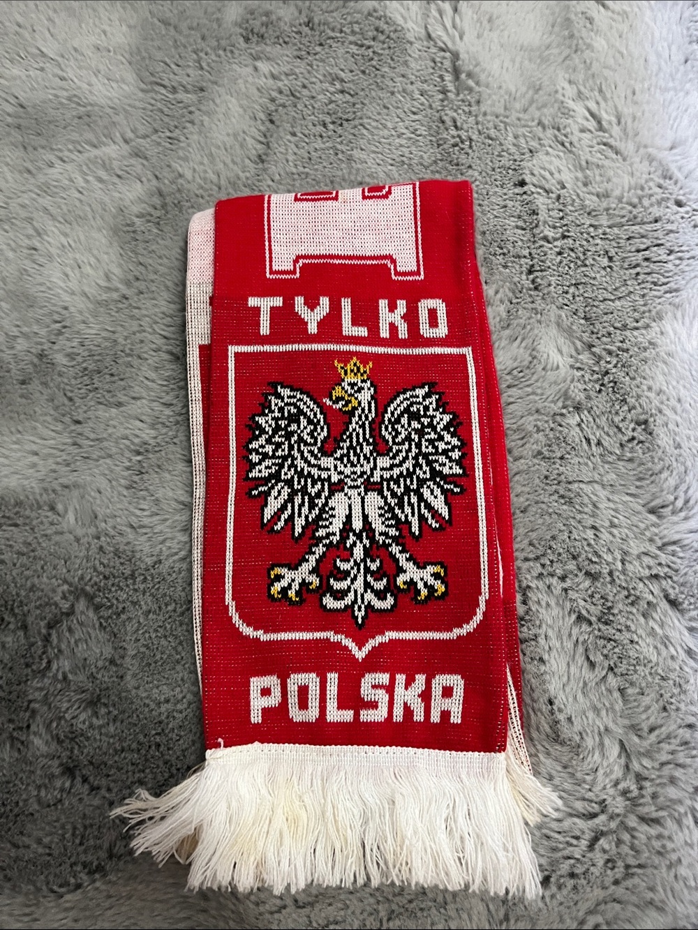 Polska Red and White National Crest Scarf